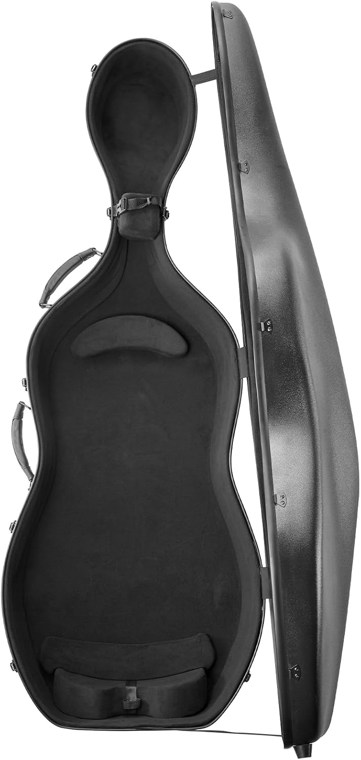 VEVOR 4/4 Full Size Cello Case, Lightweight Portable Travel Carrying Bag, with Dual Shoulder Straps, Anti-Scratch, Professional Cello-Shape, for Cello, Black