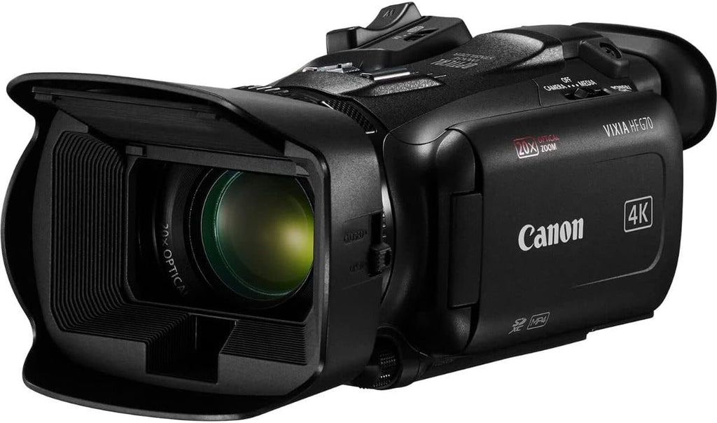 Canon VIXIA HF G70 Camcorder 1/2.3" 4K UHD CMOS Sensor 20x Optical Zoom, 800x Digital Zoom, Image Stabilization, HDMI, USB Live Streaming, Time Stamp On-Screen Display Recording