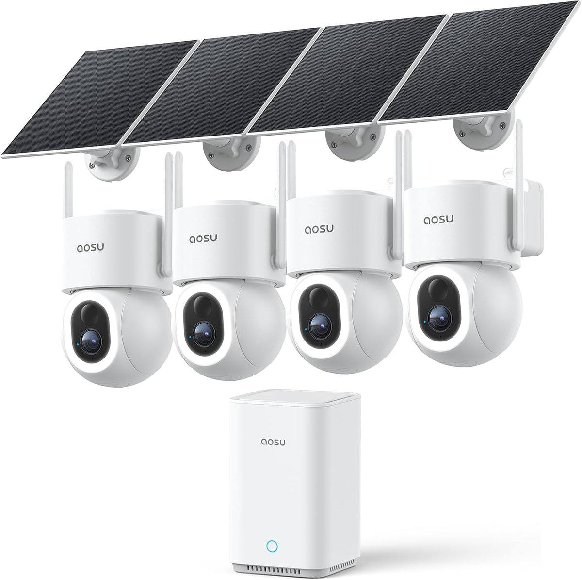 aosu D1 Max, 4-Cam Kit, 4K Solar Security Cameras System Wireless Outdoor