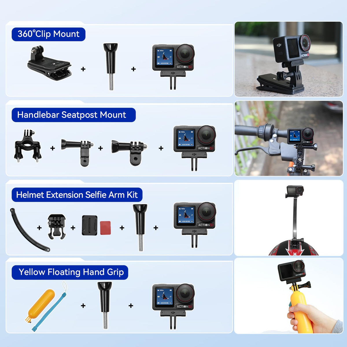 DJI Osmo Action 5 Pro Waterproof Action Camera Bundle, 1/1.3" Sensor