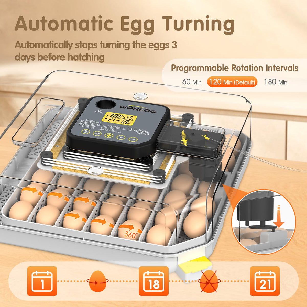 Egg Incubator Incubators for Hatching Eggs 48 Eggs for Lab Home Farm with Automatic Egg Turning for Chicken, Ducks, Goose, Quail