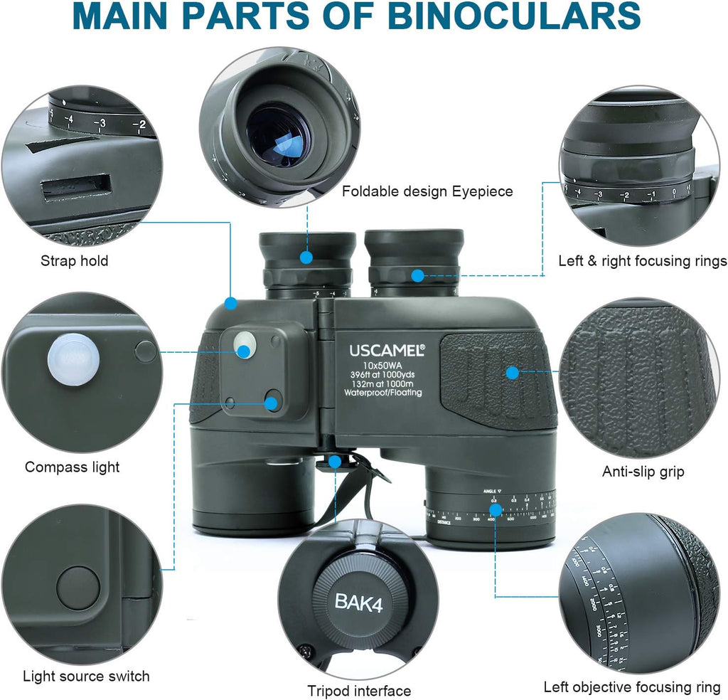 USCAMEL 10X50 Marine Binoculars for Adults: Binoculars for Sailing Boating