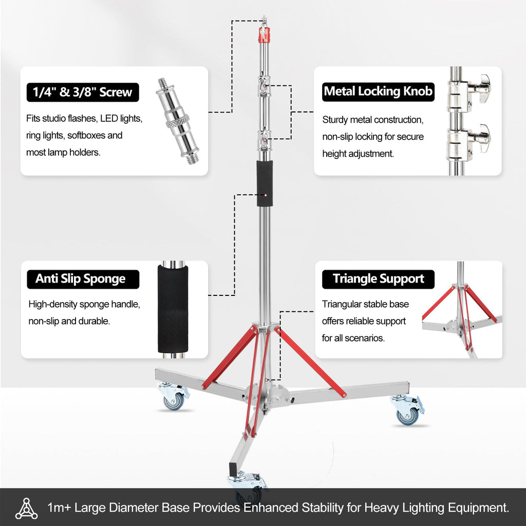 C Stand with Boom Arm, 10ft/300cm Heavy Duty Photography Light Stand