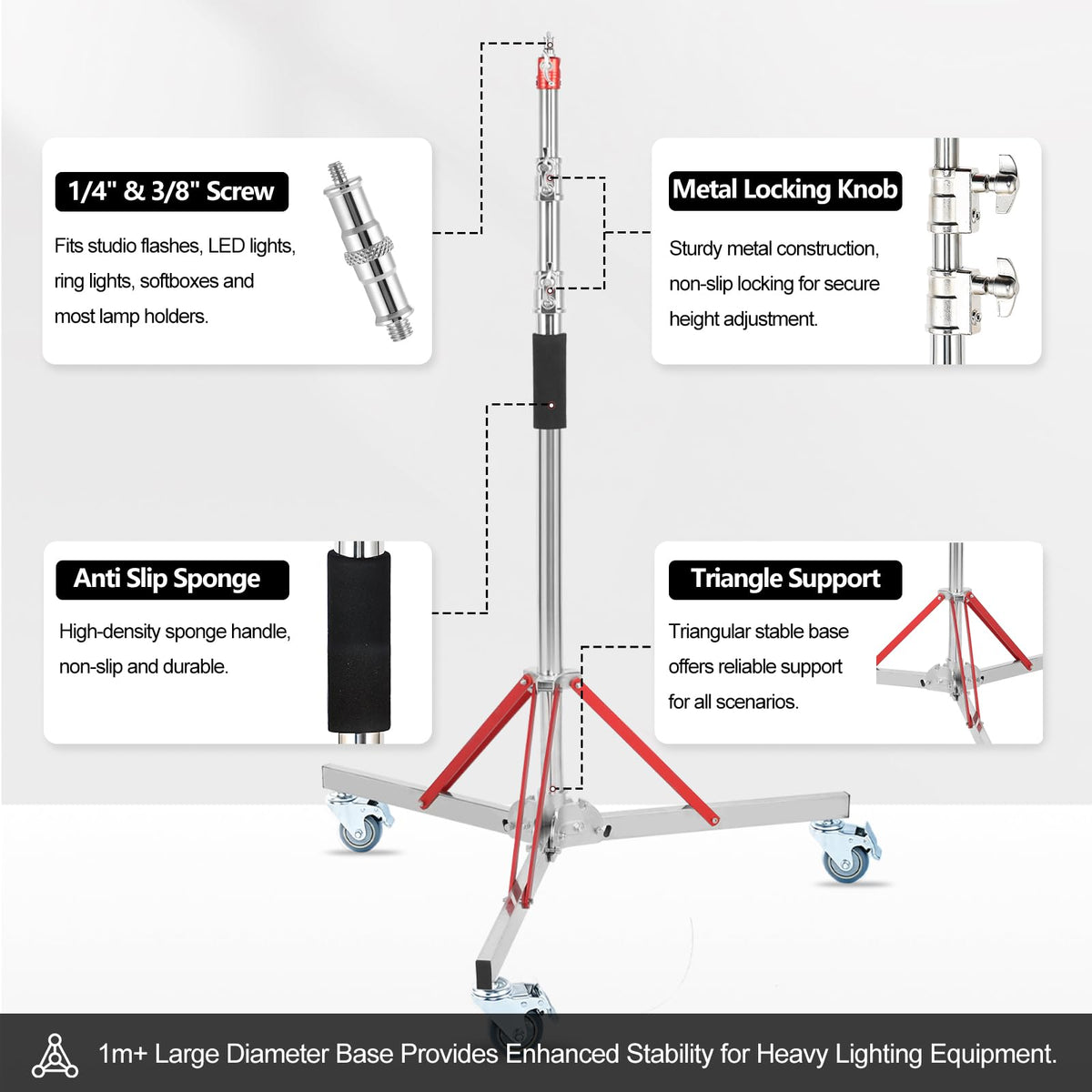 C Stand with Boom Arm, 10ft/300cm Heavy Duty Photography Light Stand