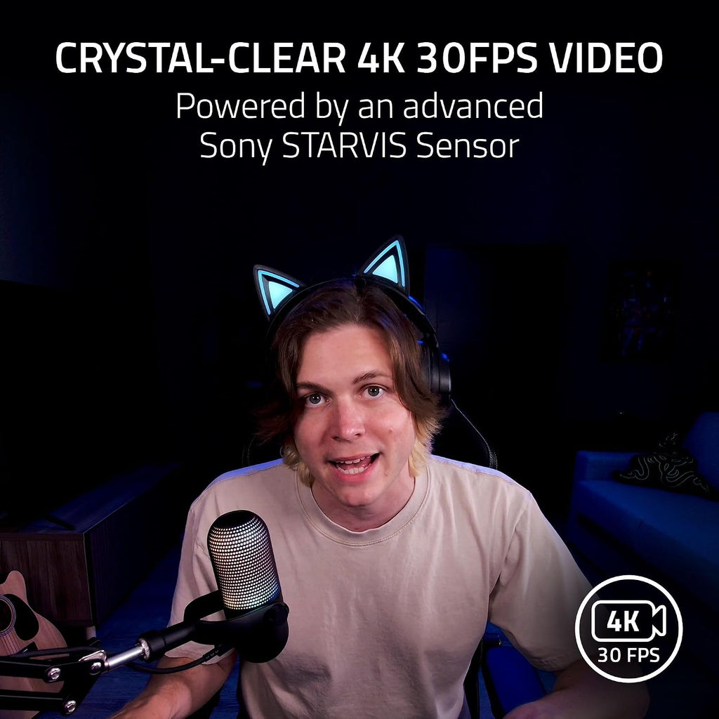 Razer Kiyo V2 Webcam for Streaming and Collaboration 4K 30Fps, Black