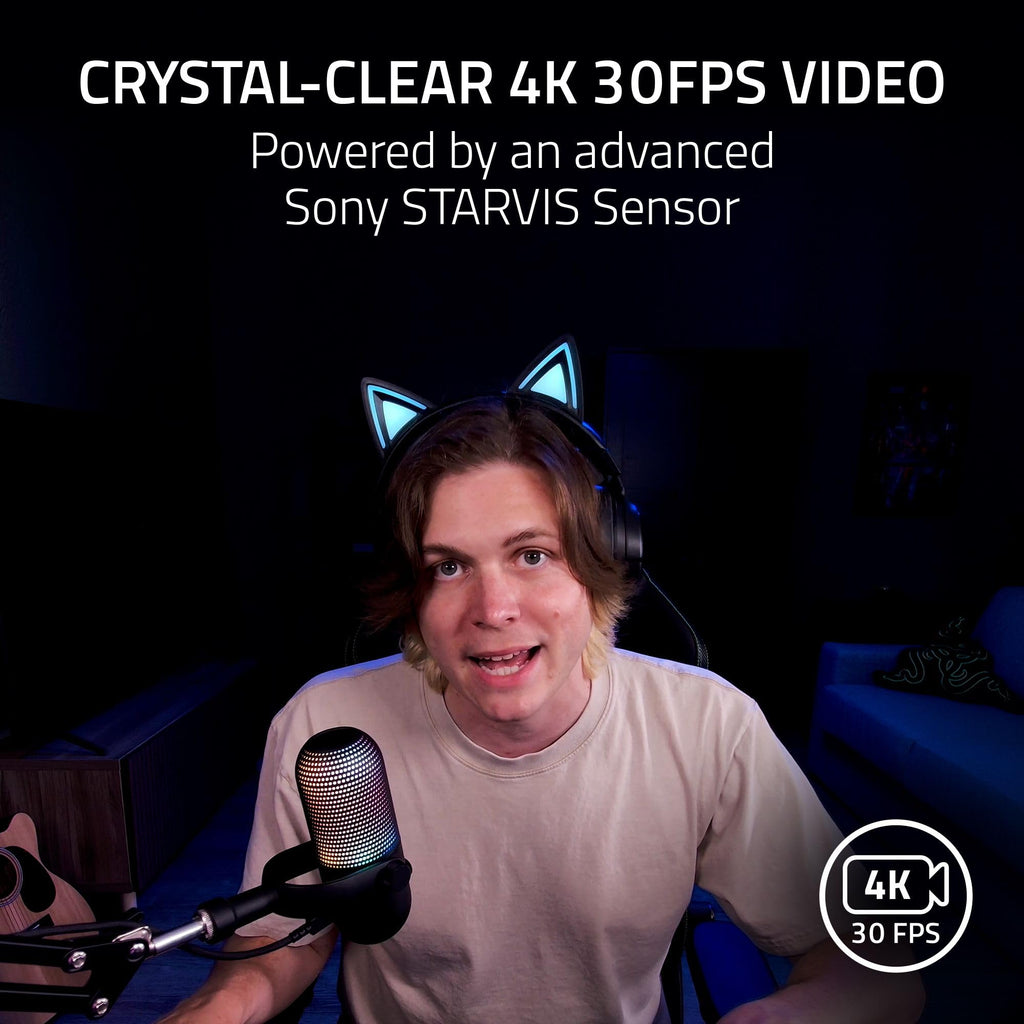 Razer Kiyo V2 Webcam for Streaming and Collaboration 4K 30Fps, Black
