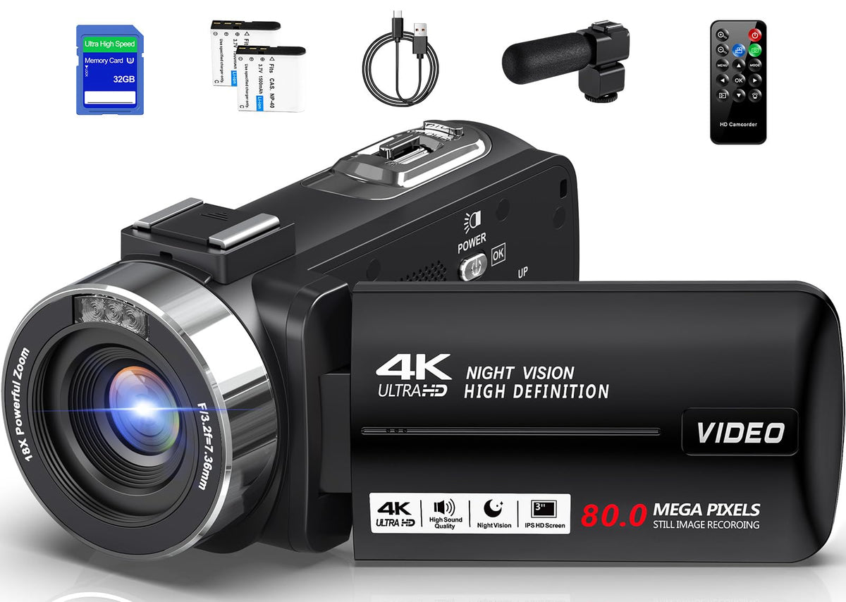 4K HD 80MP Camcorder Video Camera Vlogging Camera for YouTube