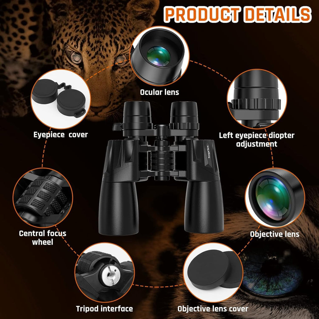 10-30x50 Zoom Binoculars for Adults High Powered