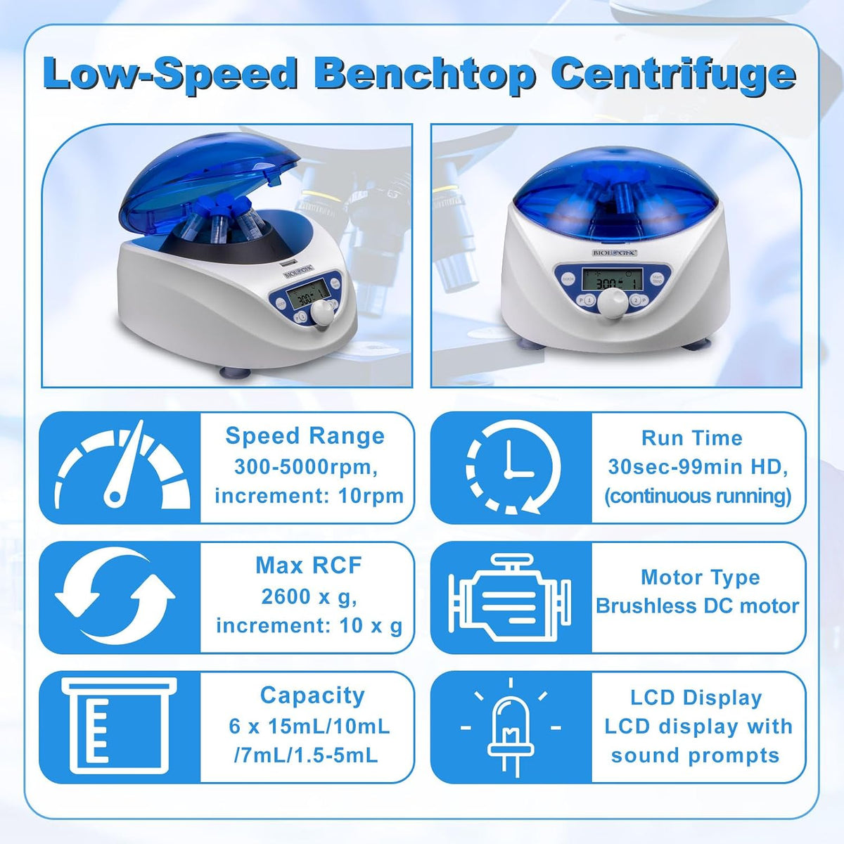 PRP Benchtop Centrifuge, 300-5000 RPM Lab Centrifuge