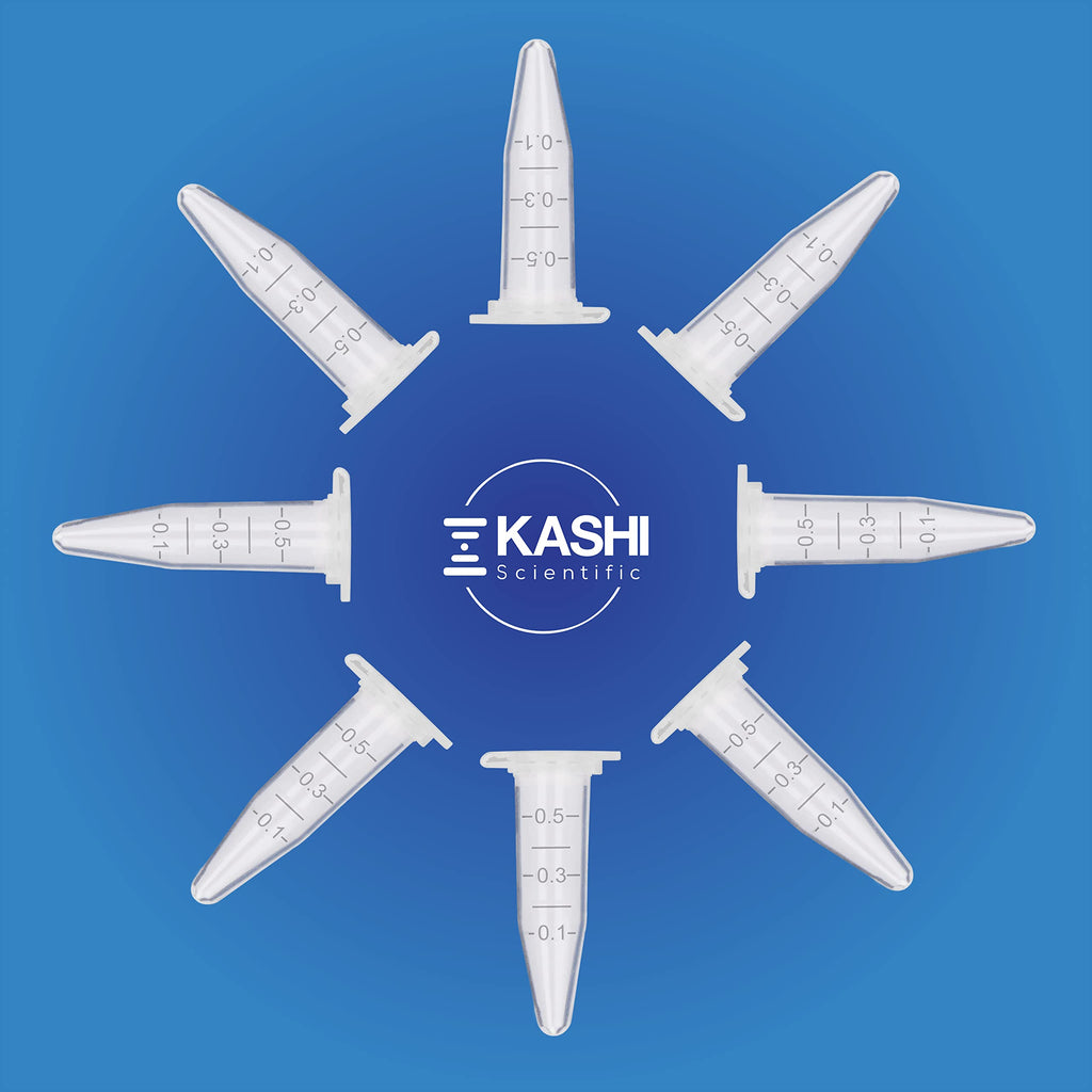 Kashi Scientific 50mL Self Standing Centrifuge Tubes with Screw Cap Lid, Lab Grade Polypropylene Plastic, Skirted, Printed Graduation, Write-on Spot [50mL Self-Standing, 500]