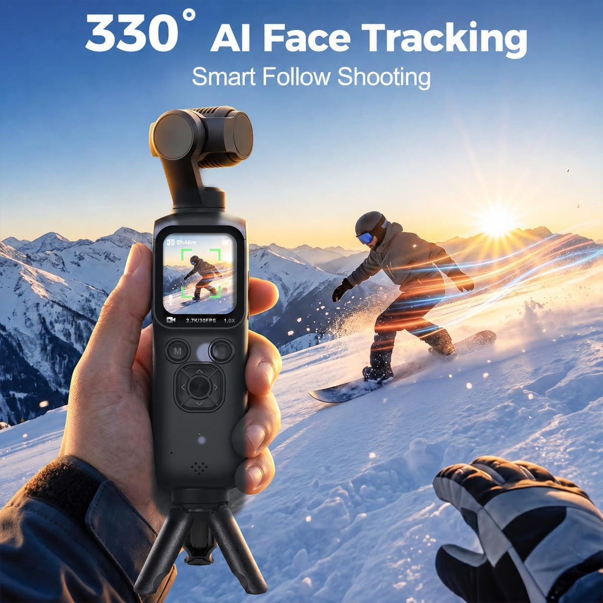 4K Vlogging Camera with AI Face Tracking, 330Â° Rotating Lens & WiFi