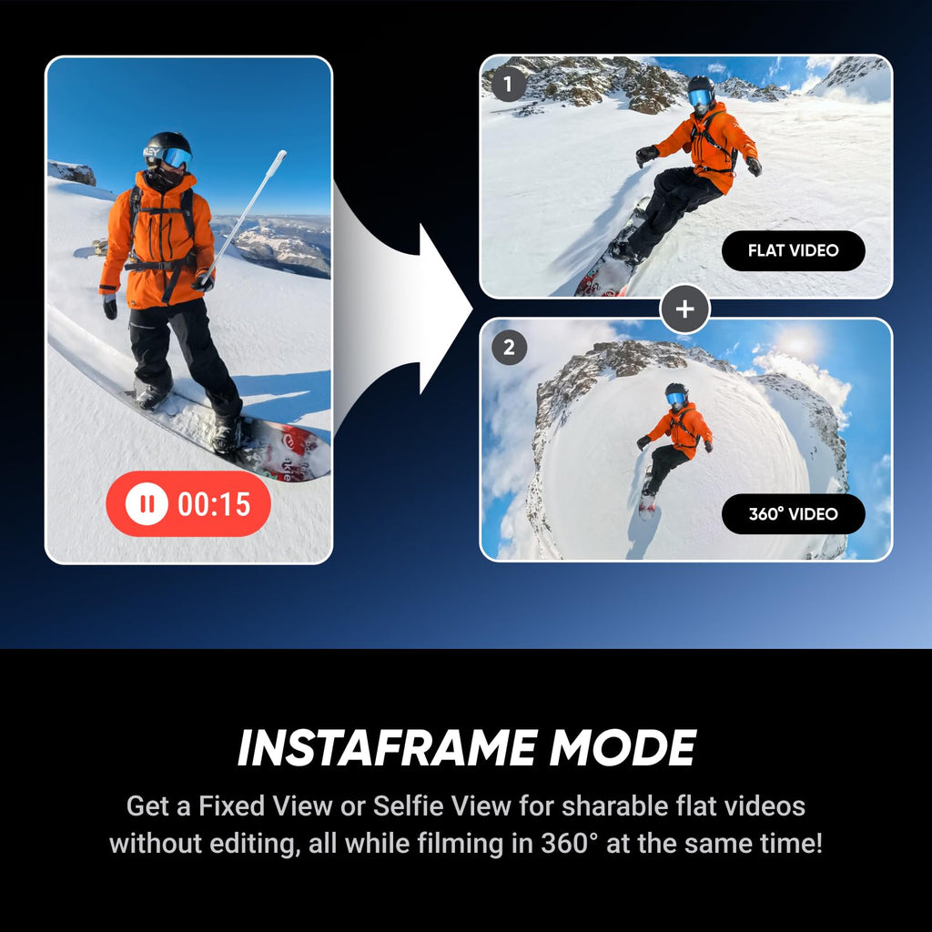 Insta360 X5 - Waterproof 8K 360Â° Action Camera, Leading Low Light, Invisible Selfie Stick Effect, Rugged and Replaceable Lens, 3-Hour Battery, Built-in Wind Guard, Stabilization, Triple AI Chip Design