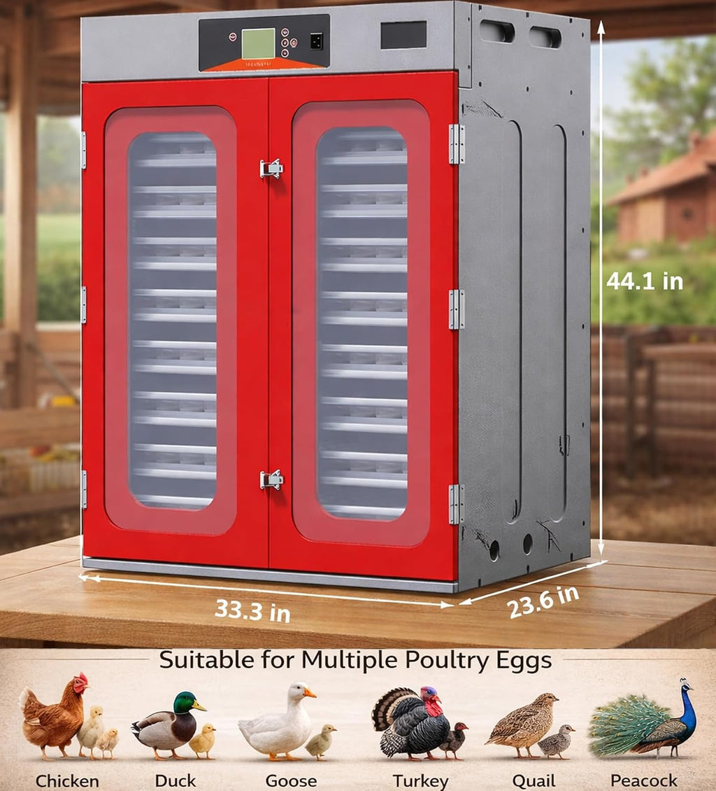 1000 Egg Commercial Cabinet Incubator with Auto Egg Turning, Precise Temperature & Humidity Control, Large Poultry Incubator for Chicken, Duck, Goose & Quail Eggs, Ideal for Large Farms