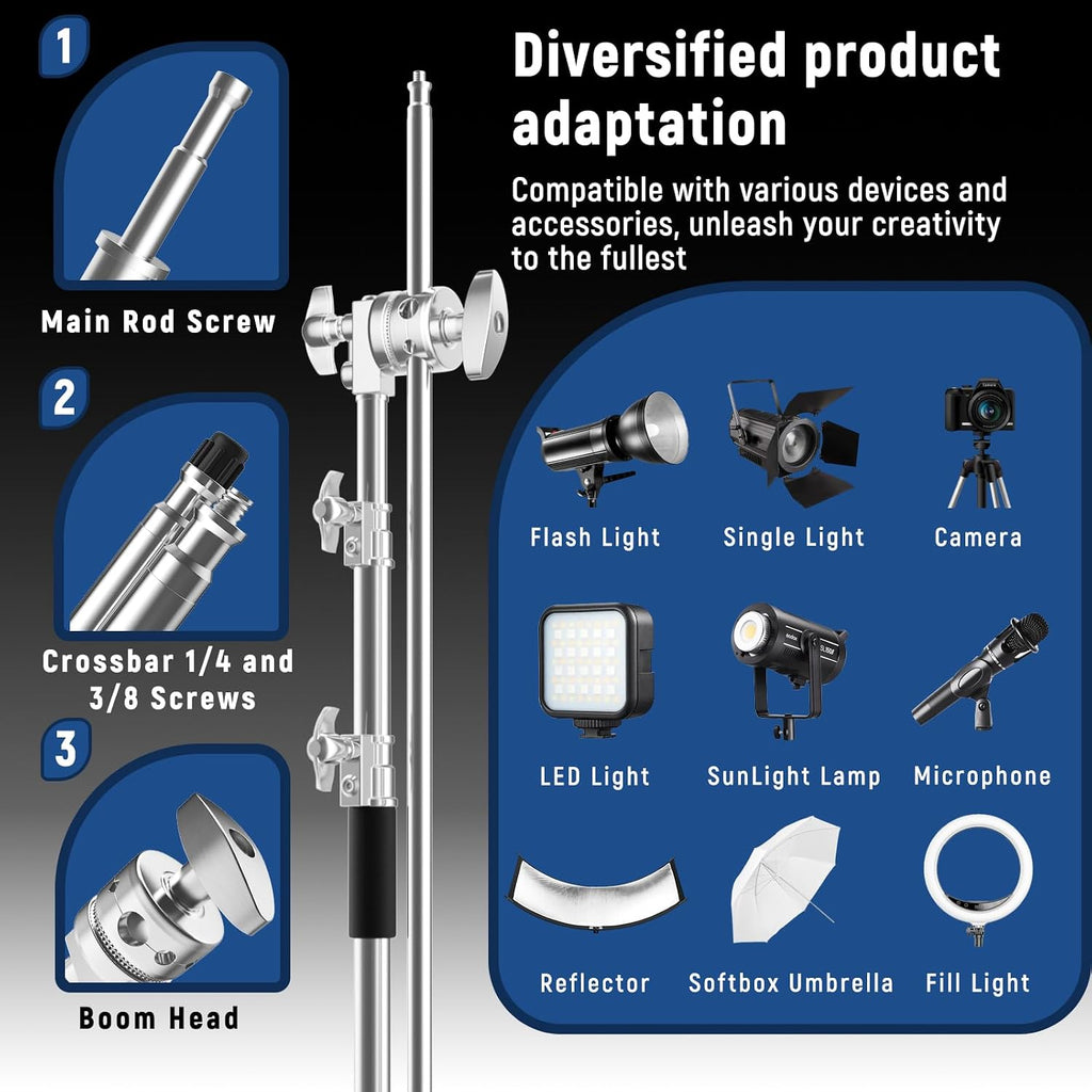 LOMTAP C Stand with Boom Arm, Heavy Duty Light Stand