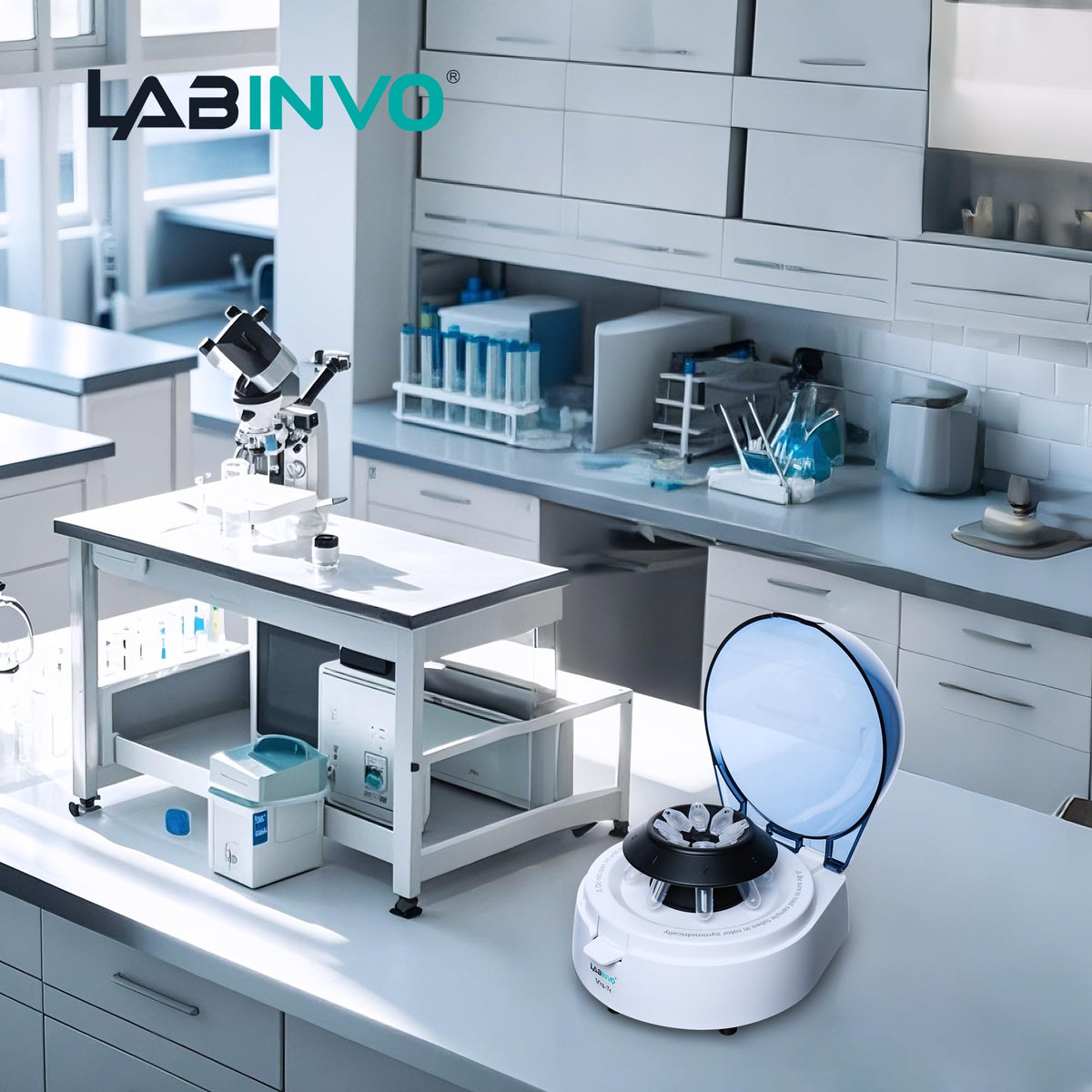 Mini Centrifuge Machine, 10000RPM, OLED Display High Speed Lab Benchtop Centrifuges, 3-in1 Rotor for 0.5/1.5/2mL Tubes, and 4ÃPCR8 Strips, 0.2mLÃ44 PCR Tubes, IN-CEN001