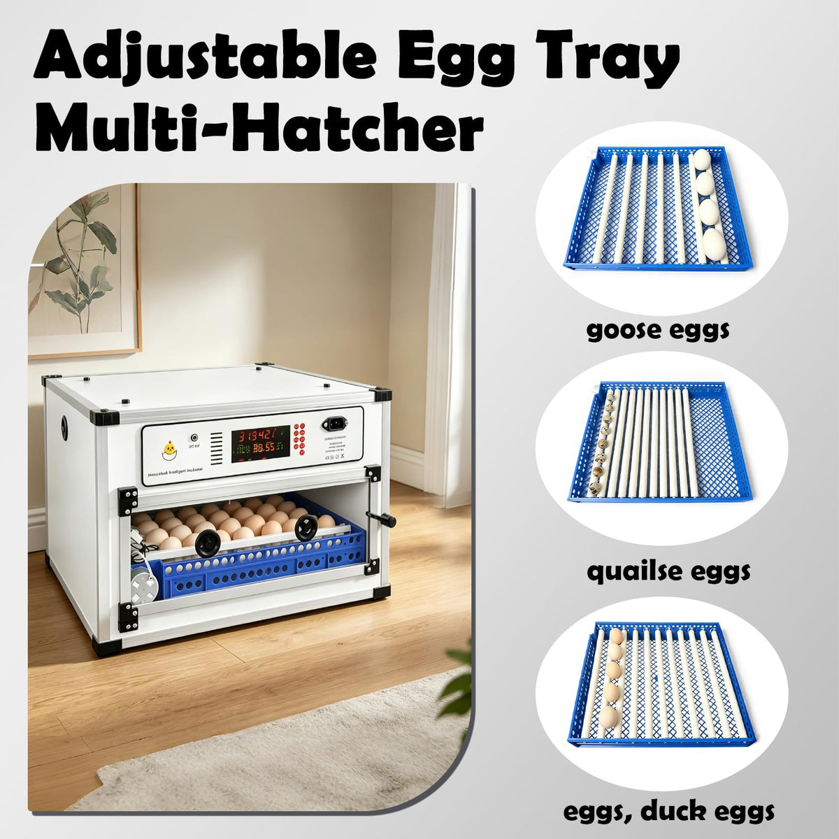 Eggs Incubator ï¼136 Eggs Automatic Incubator for Hatching Eggs, with Automatic Egg Turning and Temperature Humidity Control, Poultry Hatching Incubator for Chicken Quail Bird Duck Goose