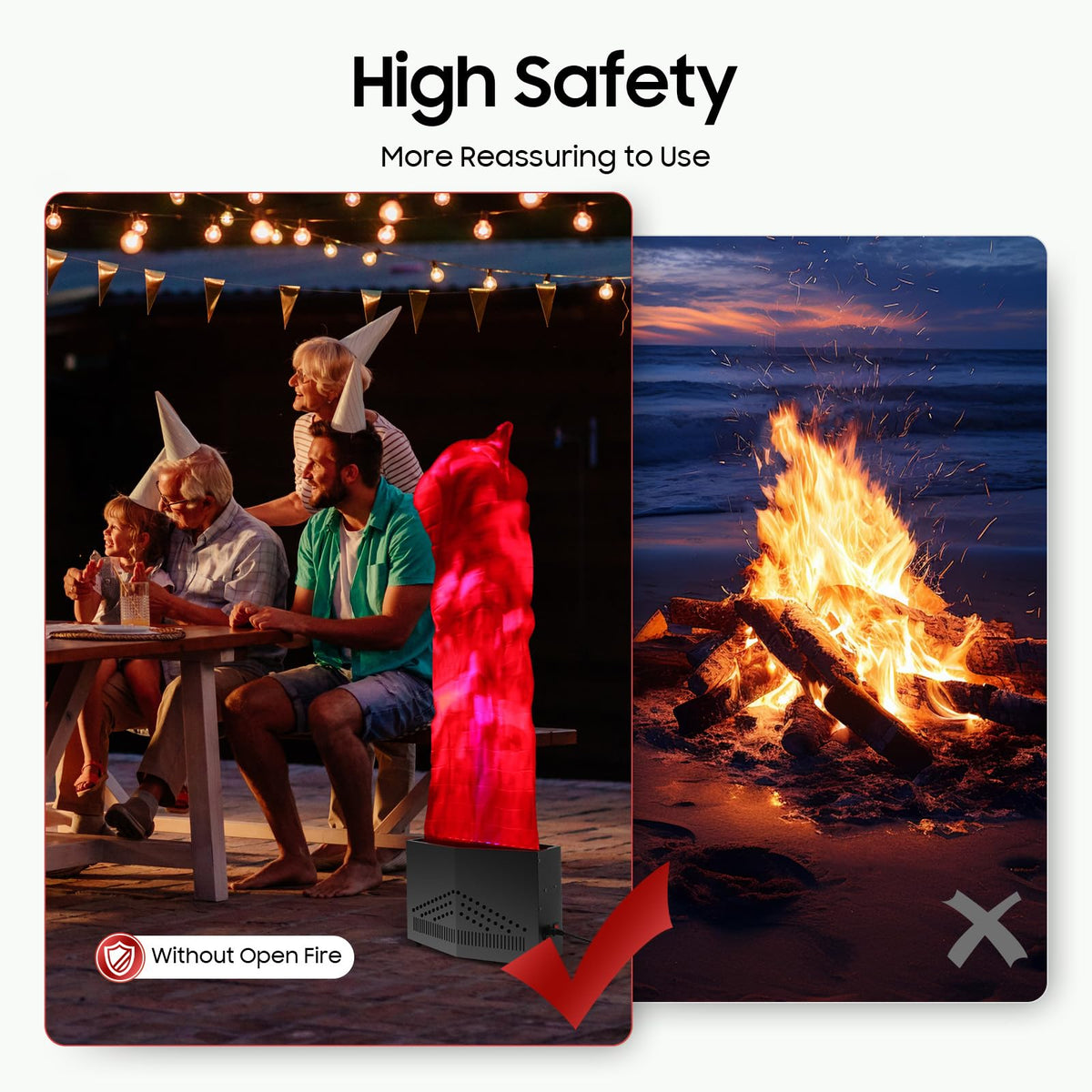 Flame Light 4.9ft Fake Fire Flame,Fake LED Campfire, Realistic Fake Fire Flame, Artificial Fake Fire Flames LED Beads, Atmosphere Effect Simulated Campfire Light (Roundness)