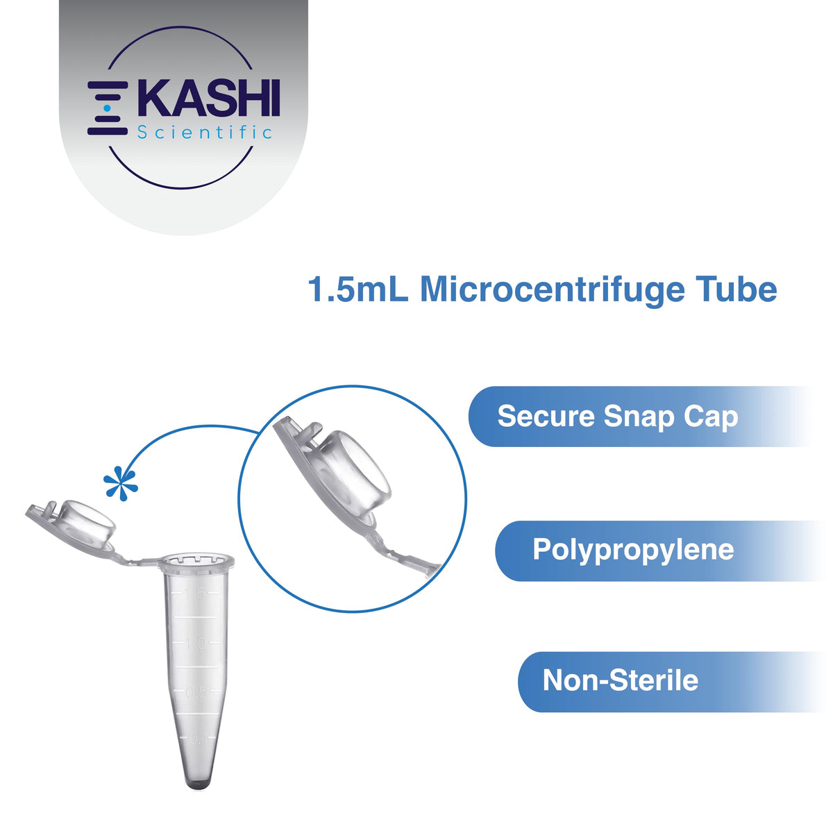 Kashi Scientific 50mL Self Standing Centrifuge Tubes with Screw Cap Lid, Lab Grade Polypropylene Plastic, Skirted, Printed Graduation, Write-on Spot [50mL Self-Standing, 500]