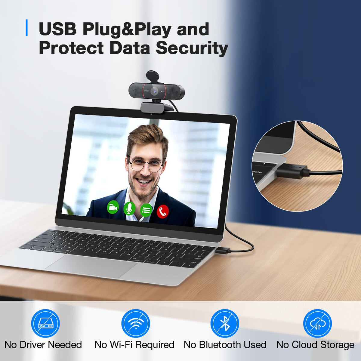 EMEET C960 Ultra 4K Webcam for Mac & PC, 1/1.5" Large Sensor, Metal Body