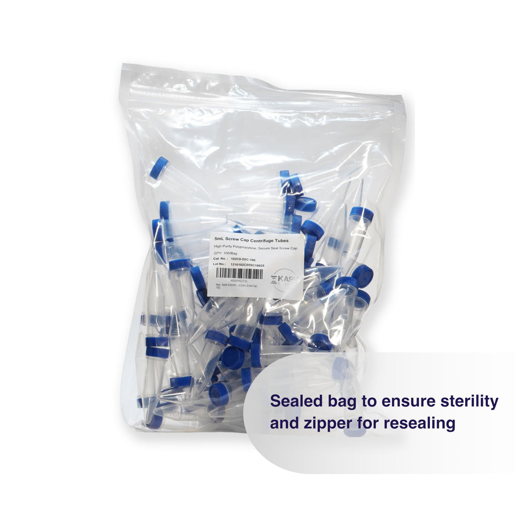 Kashi Scientific 50mL Self Standing Centrifuge Tubes with Screw Cap Lid, Lab Grade Polypropylene Plastic, Skirted, Printed Graduation, Write-on Spot [50mL Self-Standing, 500]