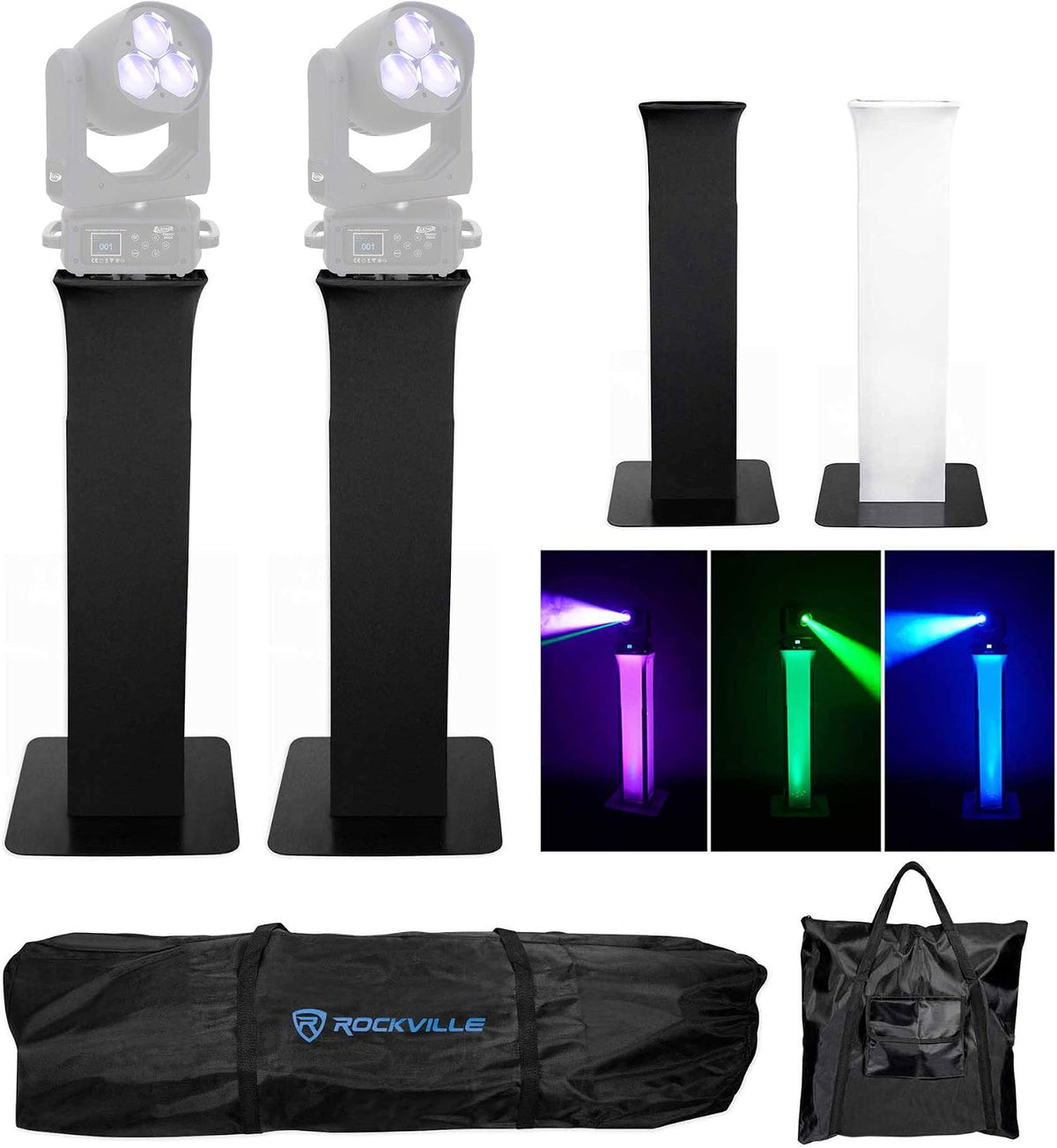 Rockville RTP32B Totem Light Stand For Elation Rayzor 360Z Lights, 2-Pack