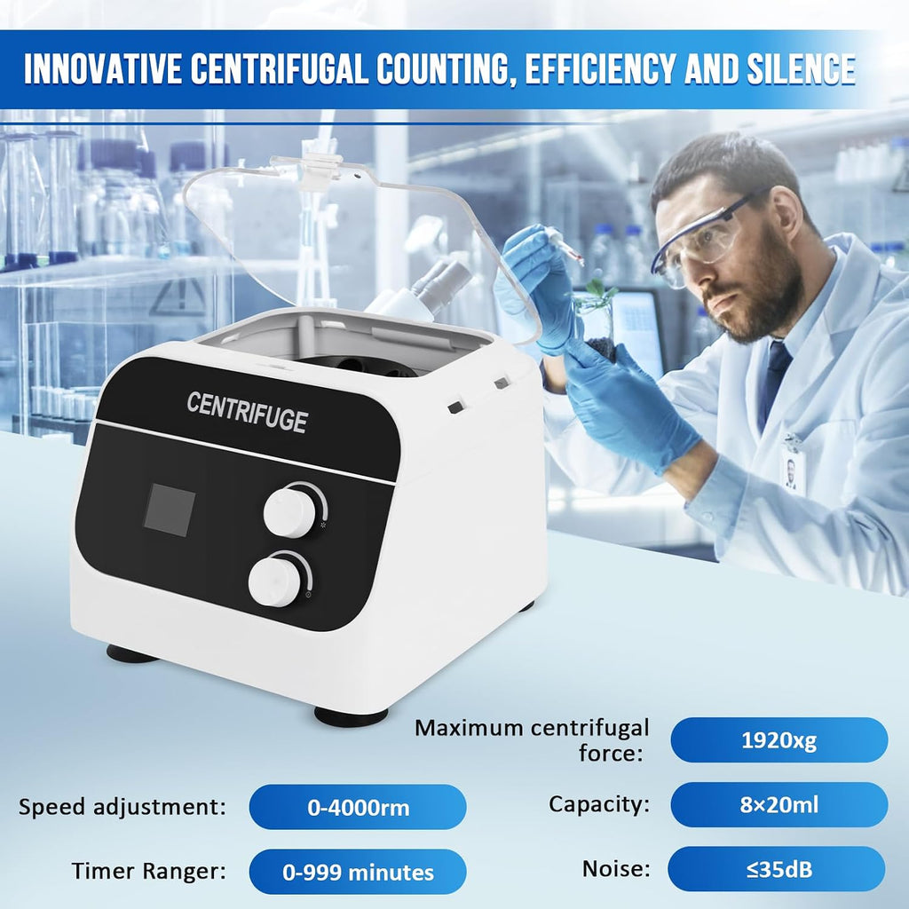 JIAWANSHUN Lab Benchtop PRP Centrifuge, 8x20mL 4000RPM LCD Display 110V