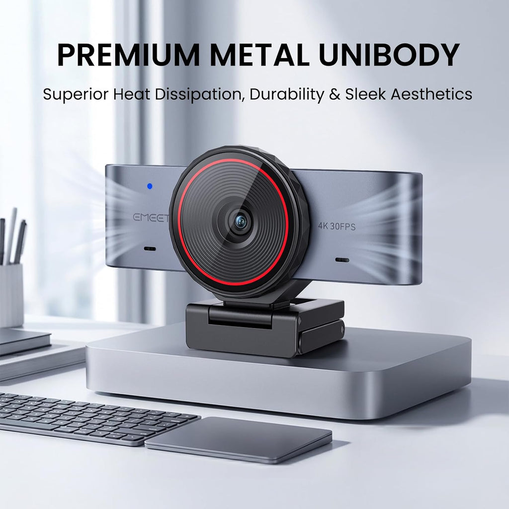 EMEET C960 Ultra 4K Webcam for Mac & PC, 1/1.5" Large Sensor, Metal Body