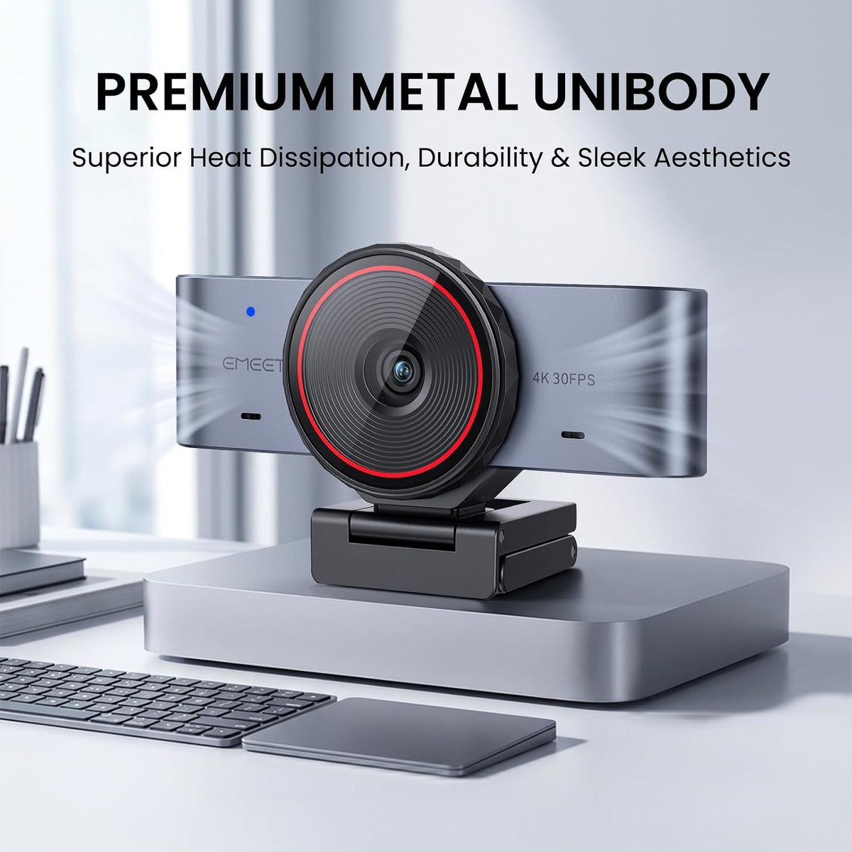 EMEET C960 Ultra 4K Webcam for Mac & PC, 1/1.5" Large Sensor, Metal Body
