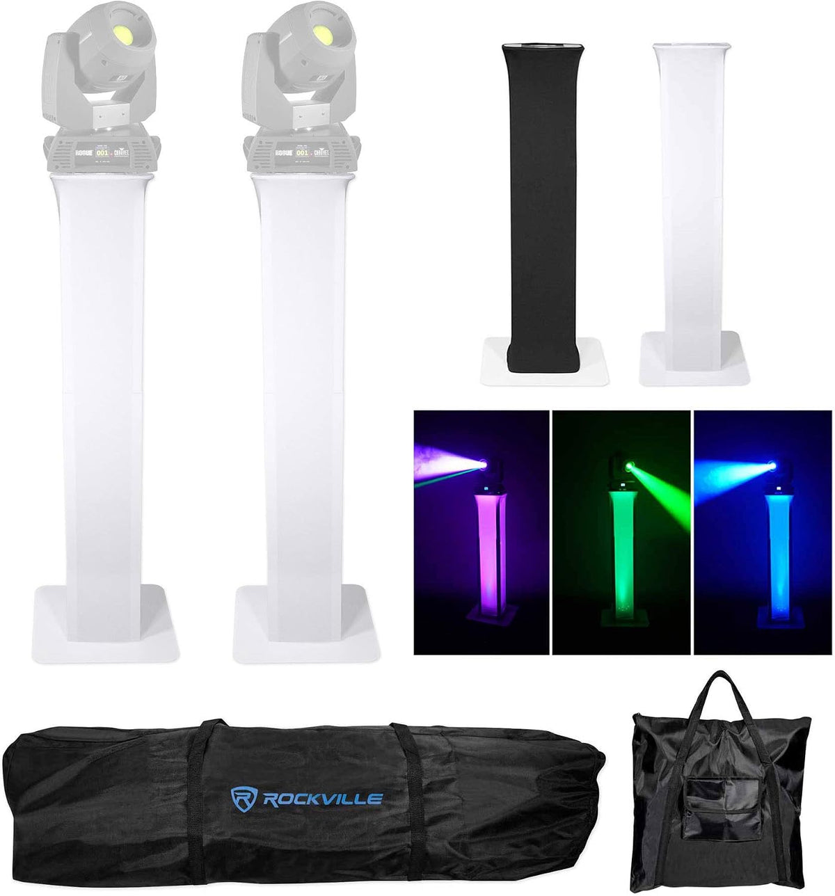 Rockville RTP32W Totem Stand Set for Chauvet Rogue R1X Spot Lights, 2-Pack