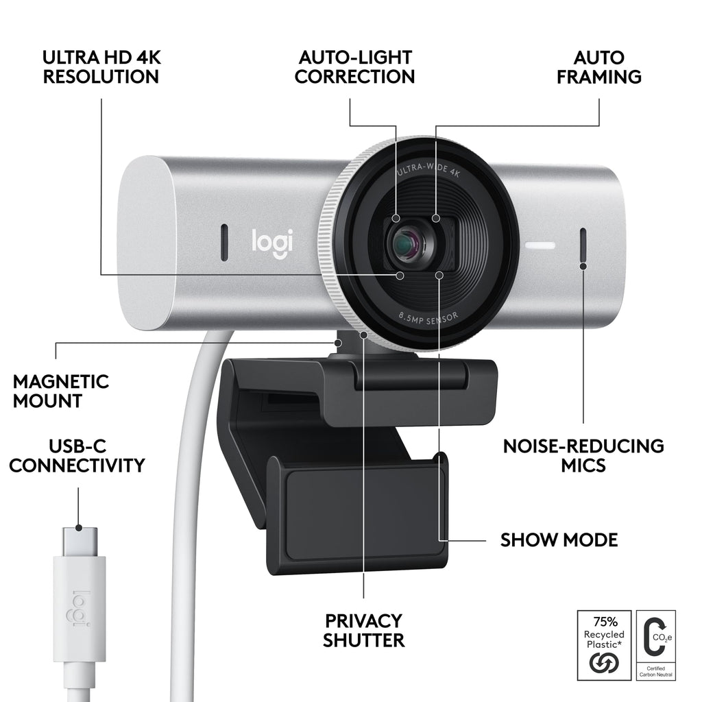 Logitech MX Brio Ultra HD 4K Webcam Collaboration and Streaming - Graphite