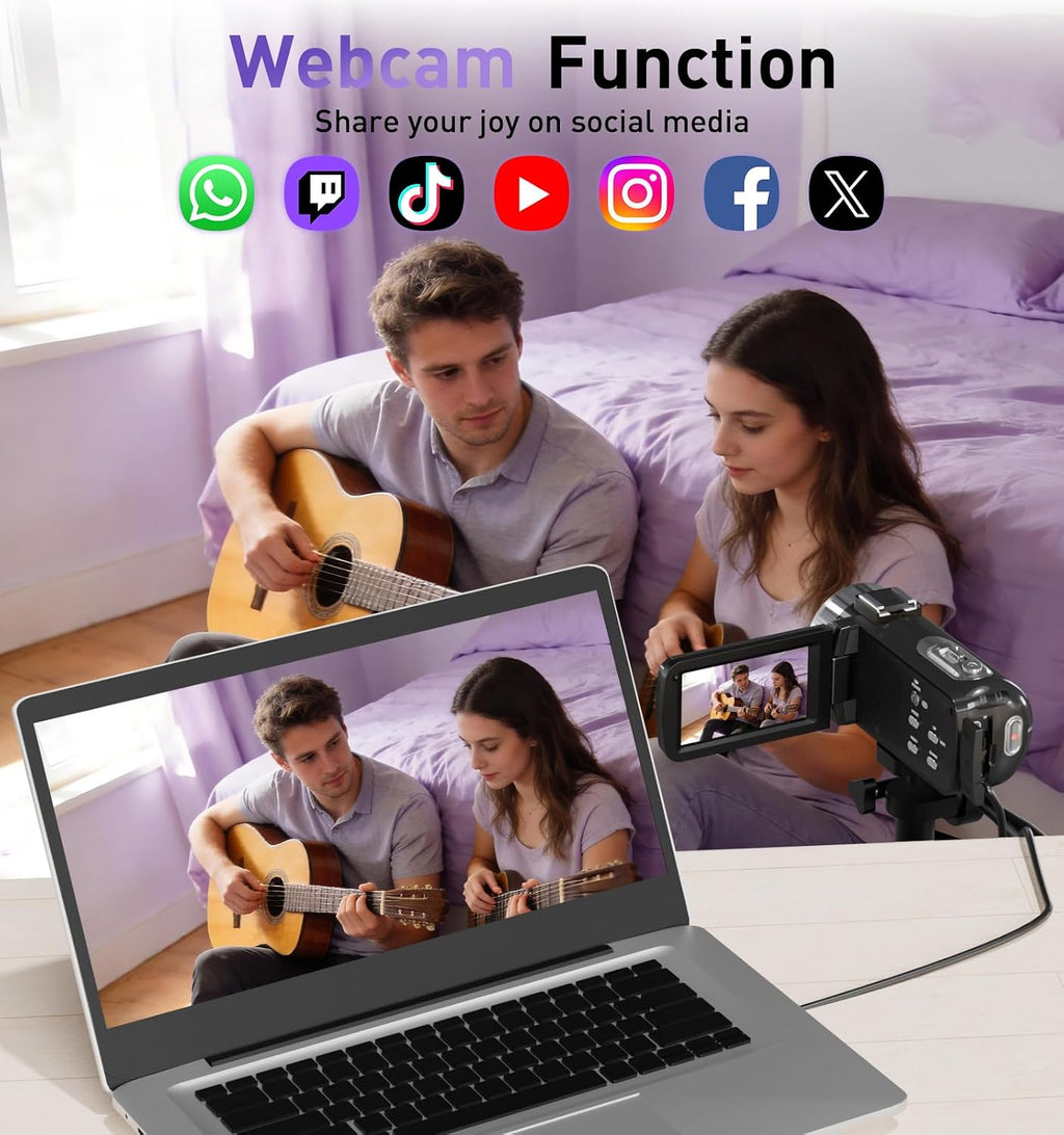 8K Video Camera Camcorder, 80MP AutoFocus WiFi Vlogging Camera for YouTube