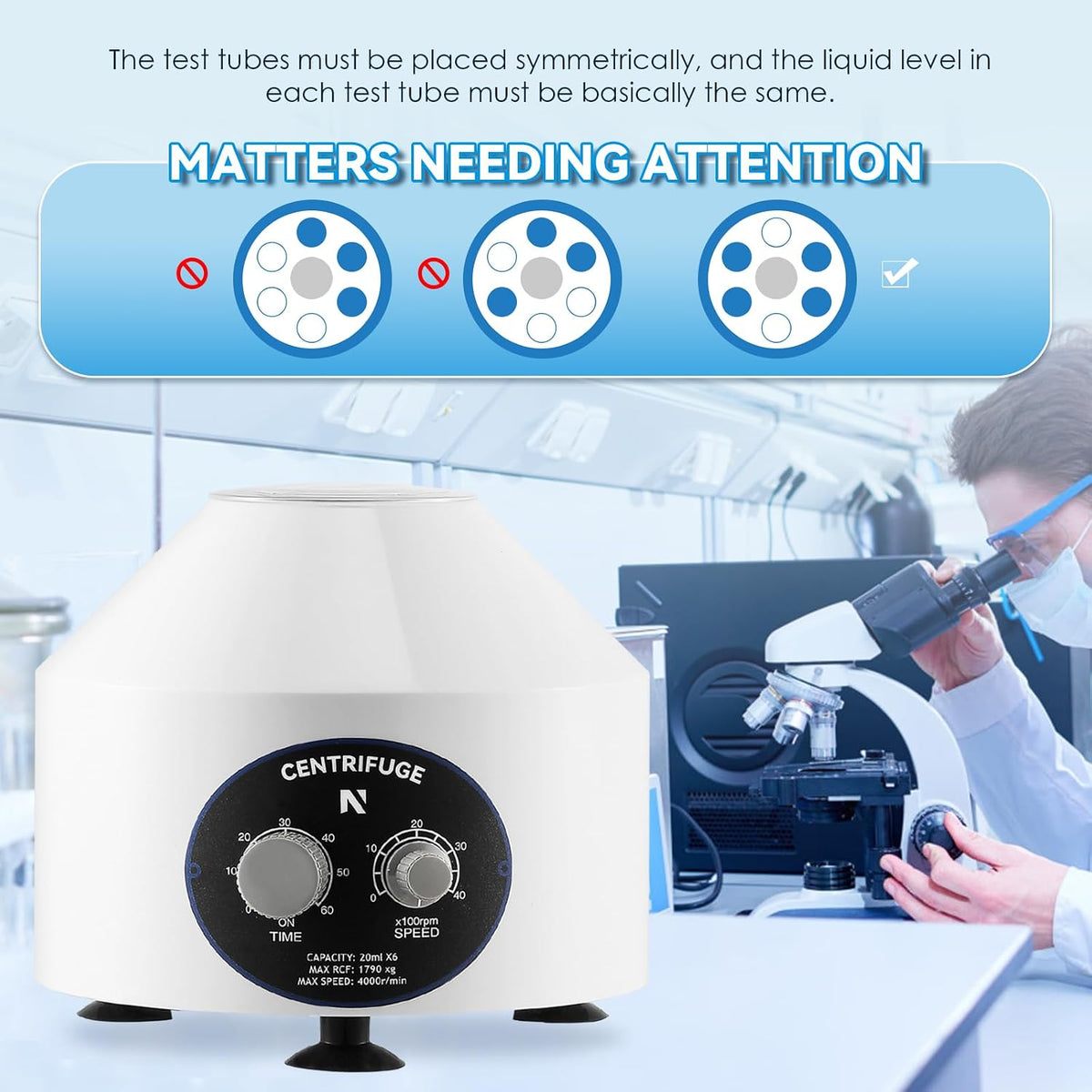 NEWTRY Electric Centrifuge Machine Desktop Lab Benchtop Centrifuges