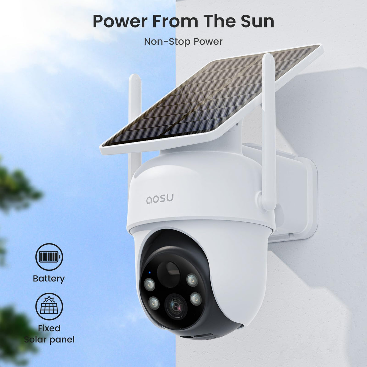 aosu D1 Classic 4-Cam Kit, Security Cameras Wireless Outdoor, Solar Powered