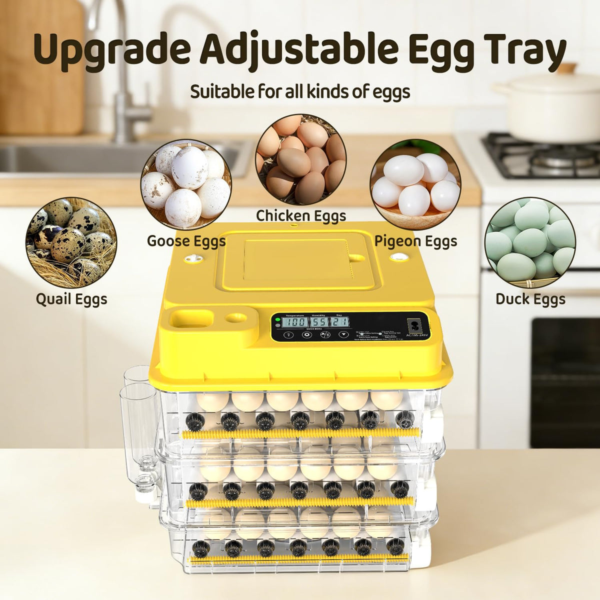 108 Egg Incubator for Hatching Eggs, Fully Automatic Egg Incubator with Auto Temp/Water/Turning, for Chicken Duck Goose Quail Pigeon Turtle Eggs, Humidity Control by Bottles, 361Â° View Clear Window
