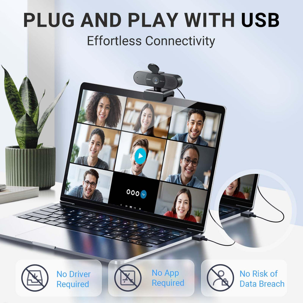 EMEET C960 Ultra 4K Webcam for Mac & PC, 1/1.5" Large Sensor, Metal Body