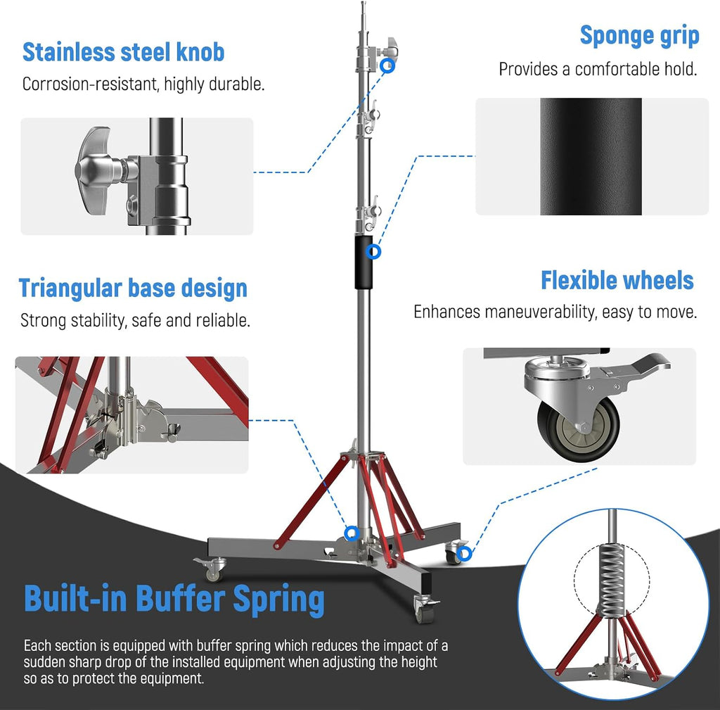 LOMTAP C Stand with Boom Arm, Heavy Duty Light Stand