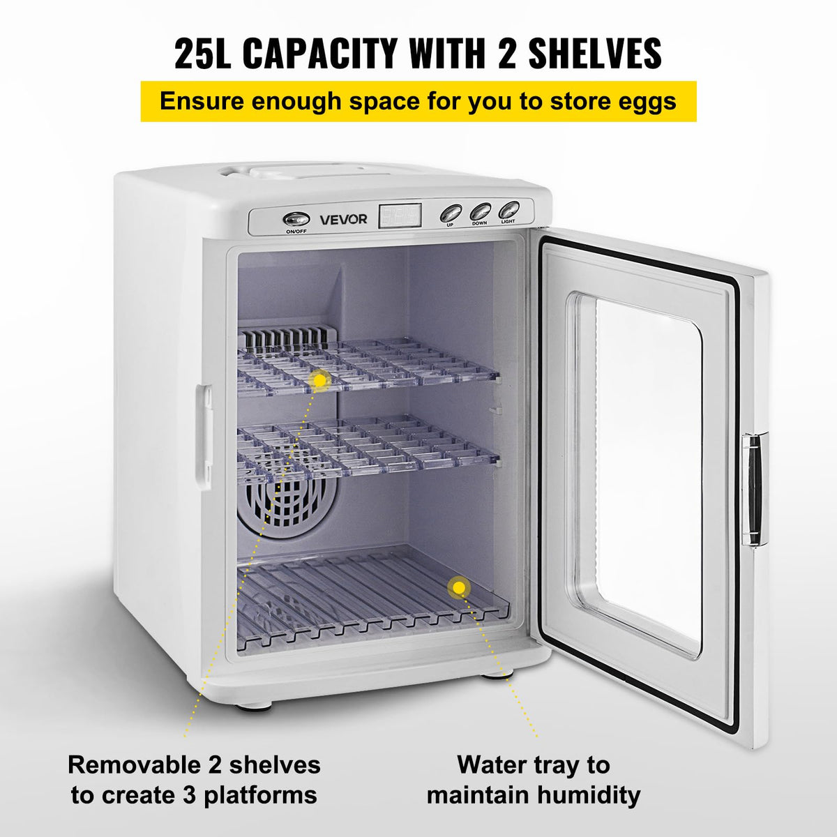 Happybuy Black Reptile Incubator 25L Digital Incubator for Small Reptiles with Cooling and Heating 5-42C