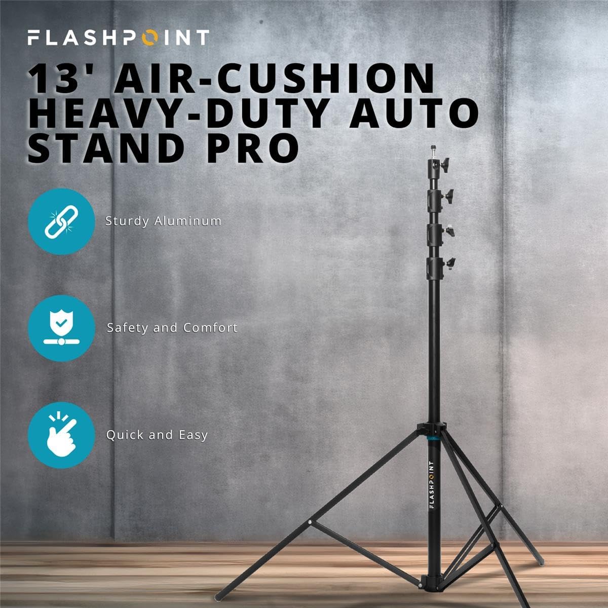 Flashpoint Pro Heavy-Duty Air-Cushioned Auto Light Stand (13')