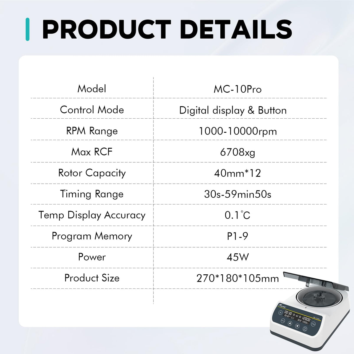 LAB FISH MC-12PRO High-Speed Centrifuge, 1000-12000RPM 9660xg