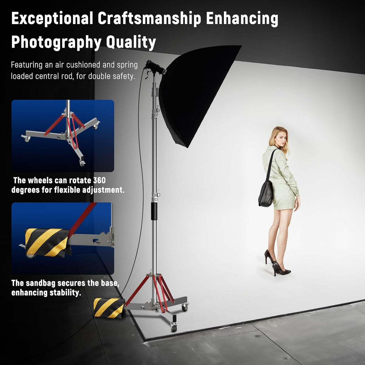 LOMTAP C Stand with Boom Arm, Heavy Duty Light Stand