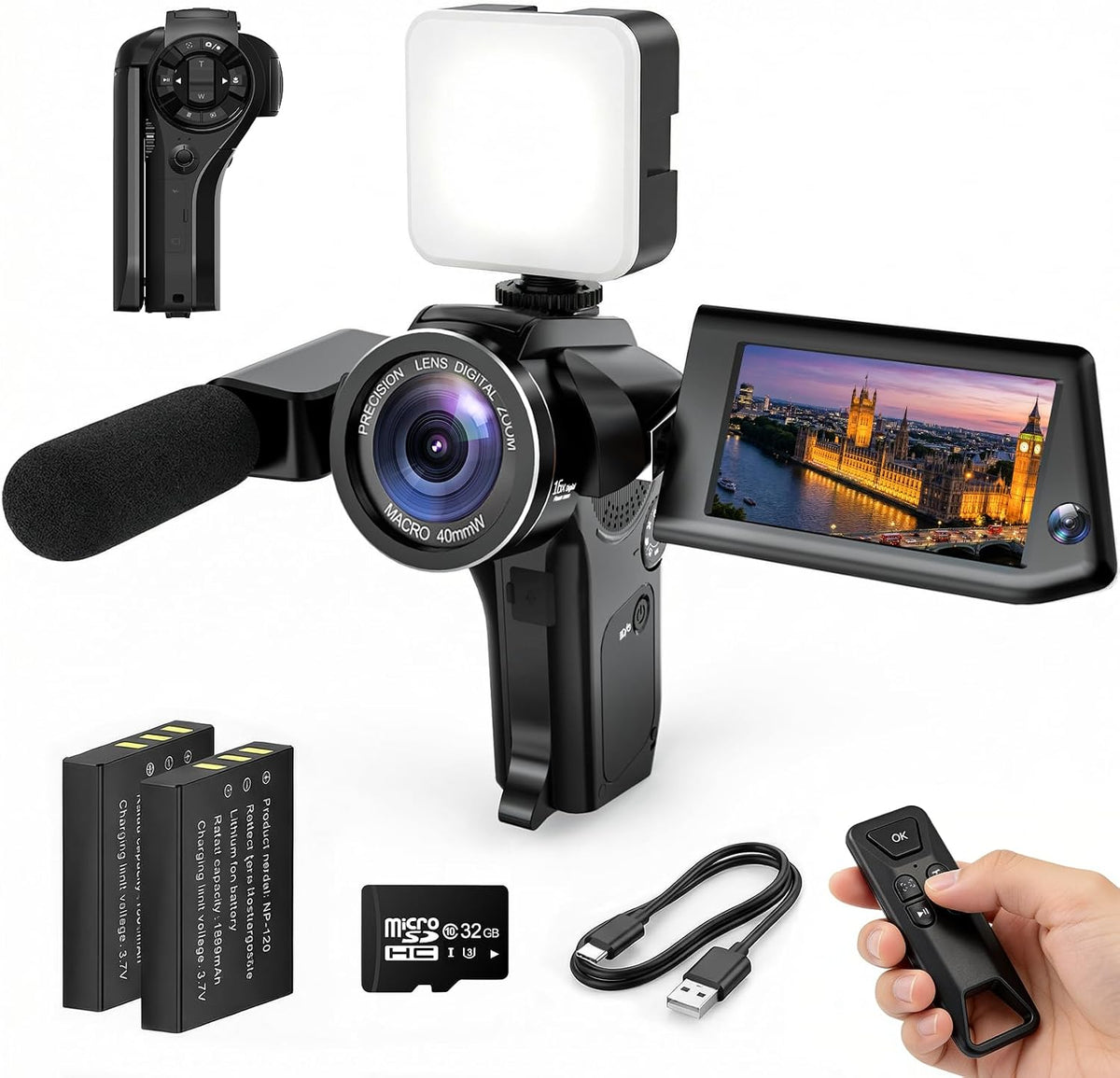 Vlogging Camera with Picture-in-Picture, WiFi Flip Screen, 8K Creator Kit