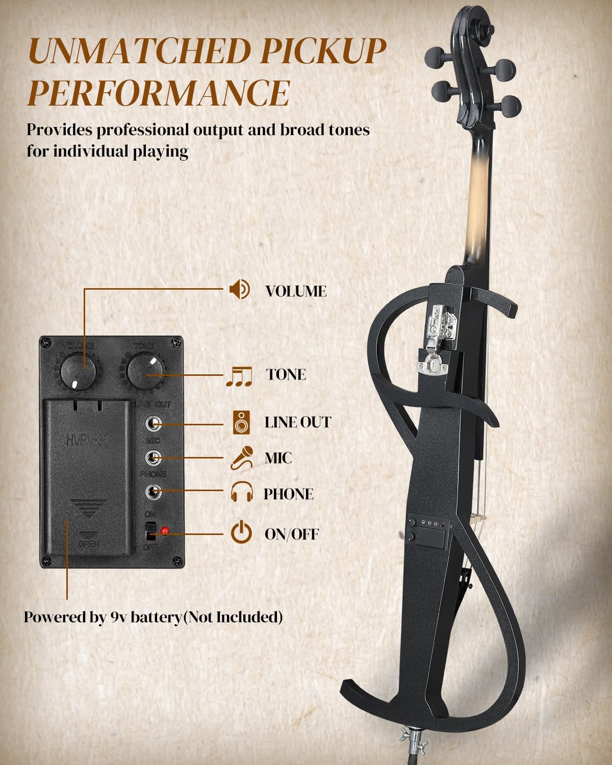 Ktaxon Electric Cello 4/4 Full Size Silent Cello (S Style)