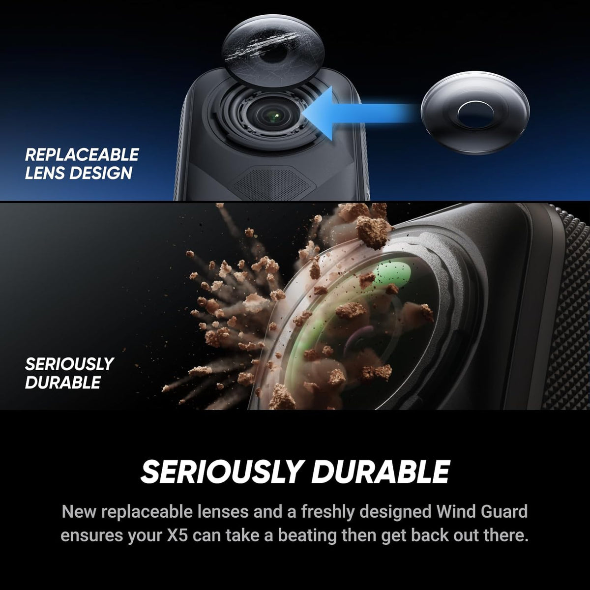 Insta360 X5 - Waterproof 8K 360Â° Action Camera, Leading Low Light, Invisible Selfie Stick Effect, Rugged and Replaceable Lens, 3-Hour Battery, Built-in Wind Guard, Stabilization, Triple AI Chip Design