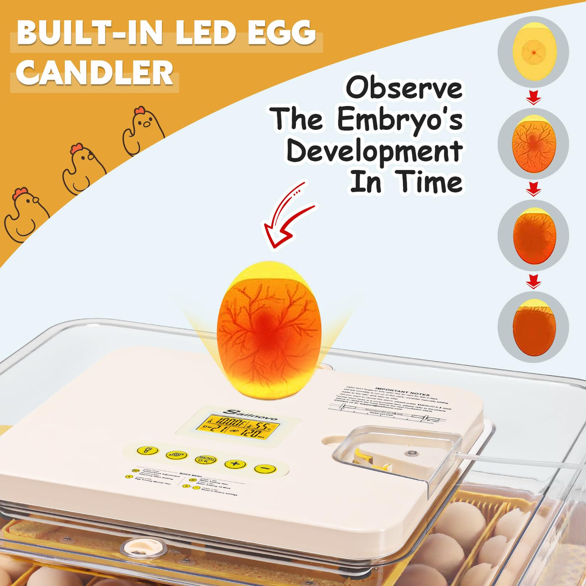 Sailnovo 56 Egg Incubator for Hatching Eggs with Automatic Egg Turning Gray
