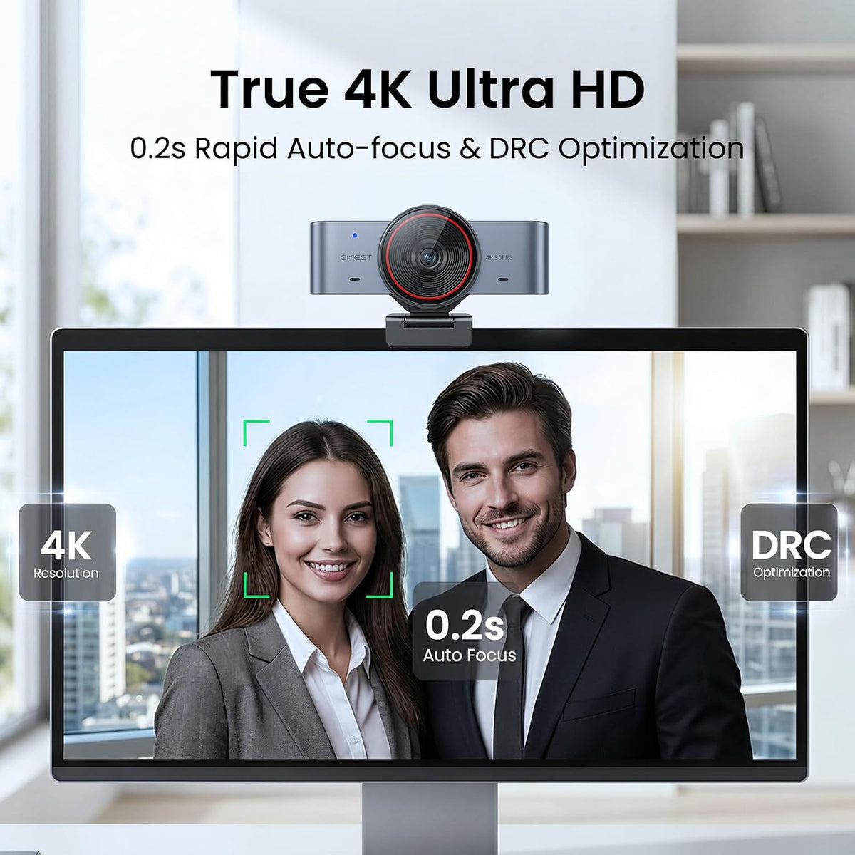 EMEET C960 Ultra 4K Webcam for Mac & PC, 1/1.5" Large Sensor, Metal Body