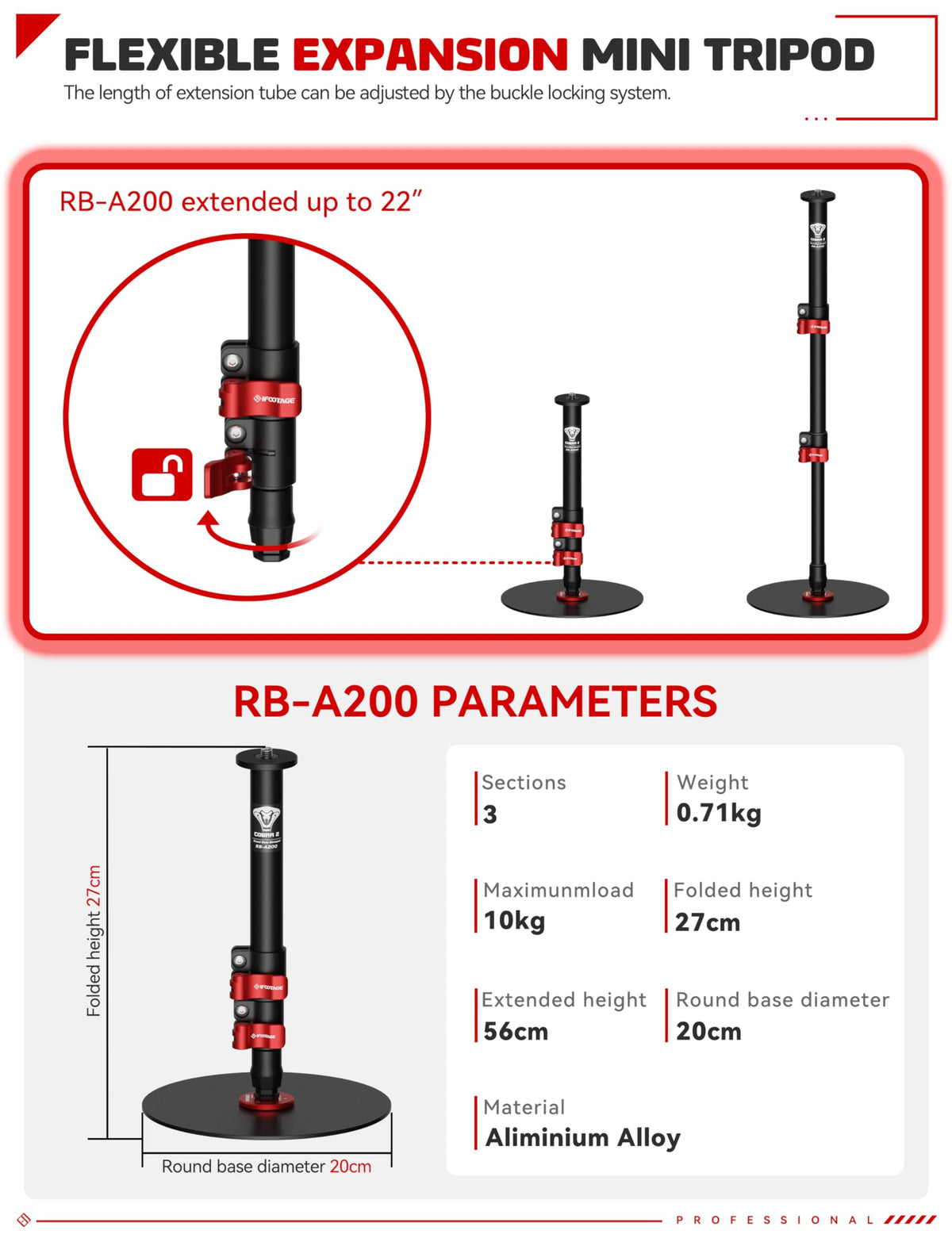 IFOOTAGE RB-A400 Round Base Light Stand Monopod 79" 2 Pack