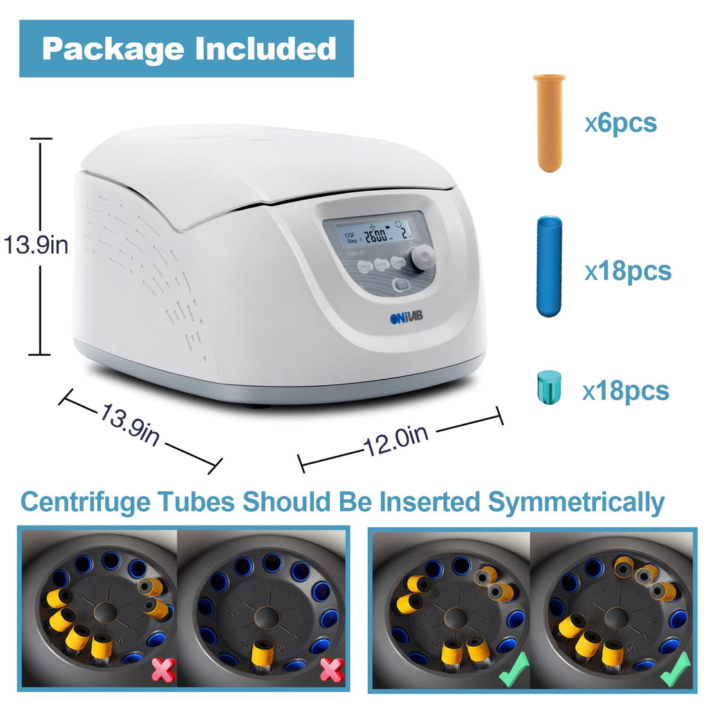 ONiLAB Benchtop Centrifuge, 6X50ml, 300-4000RPM, Max 1800Ãg