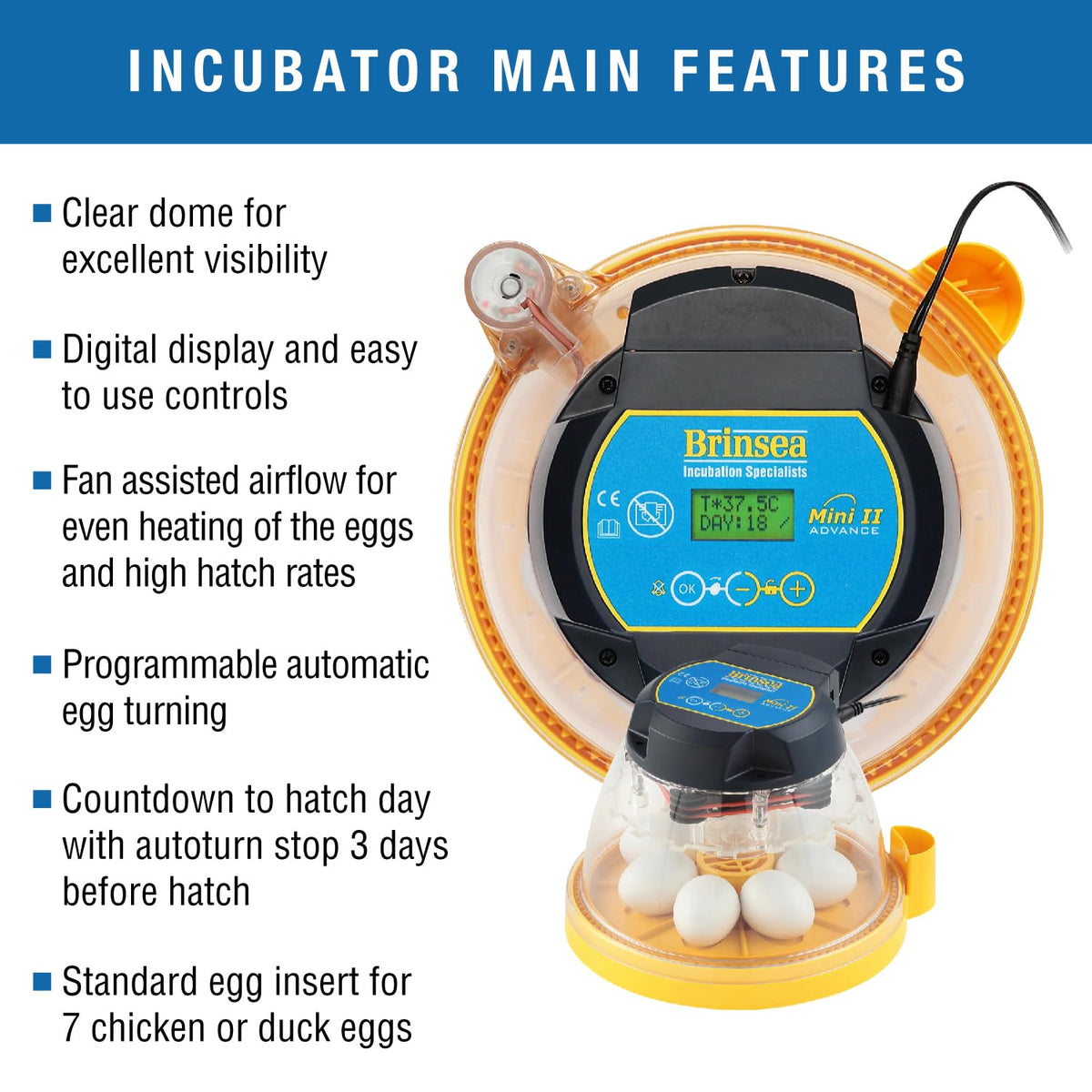 Brinsea Mini II Advance Incubator with Automatic Turner for Hatching 7 Eggs