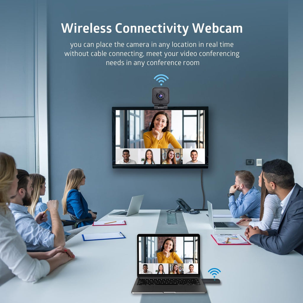 TOALLIN 1080P HD Wireless Webcam for PC, Built-in Noise-Canceling Mic