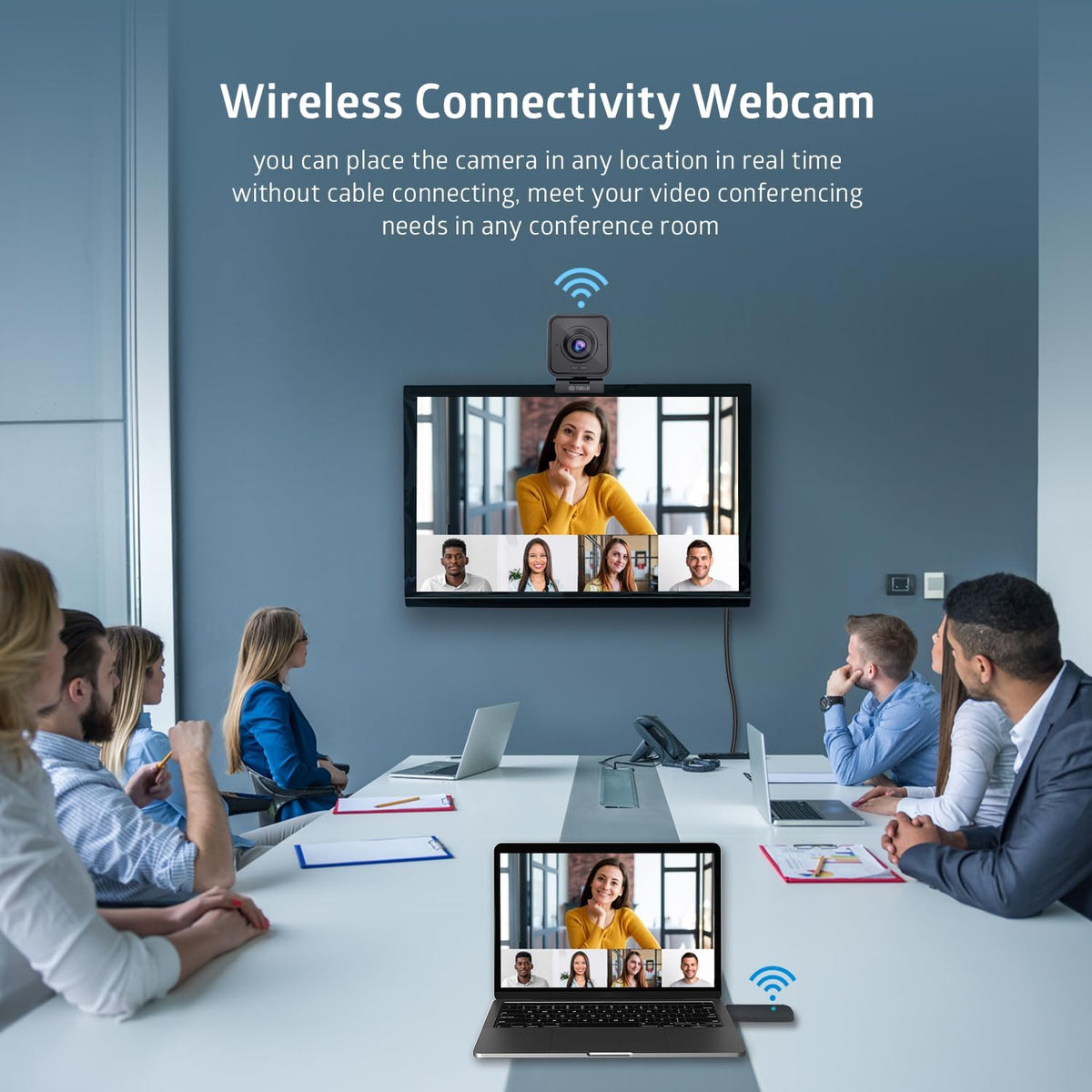 TOALLIN 1080P HD Wireless Webcam for PC, Built-in Noise-Canceling Mic